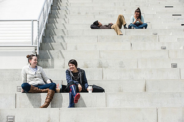 Photo: Students lounging on outdoor steps