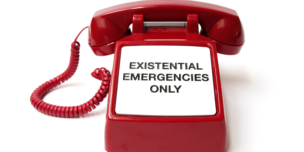Image of phone for existential emergencies only