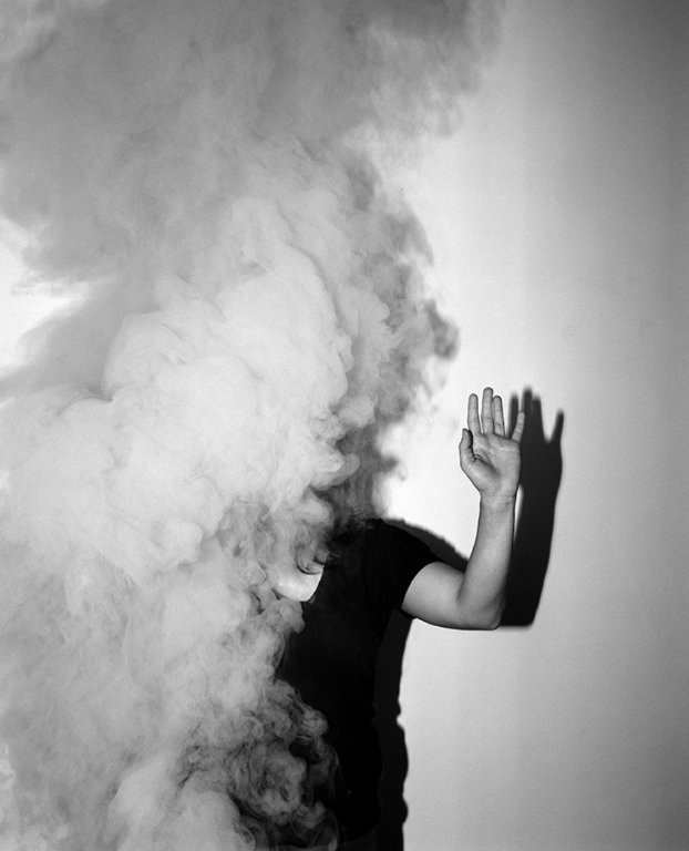 Print of smoke in front of a person
