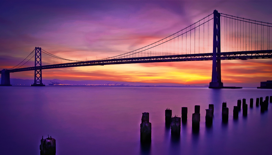 Photo of the Bay Bridge at dawn