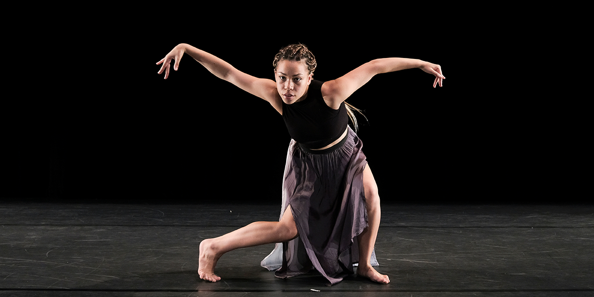Photo of a student dancer performing