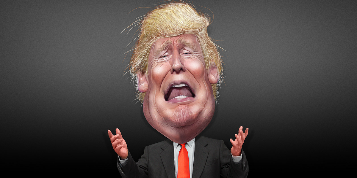 Caricature drawing of President Donald Trump