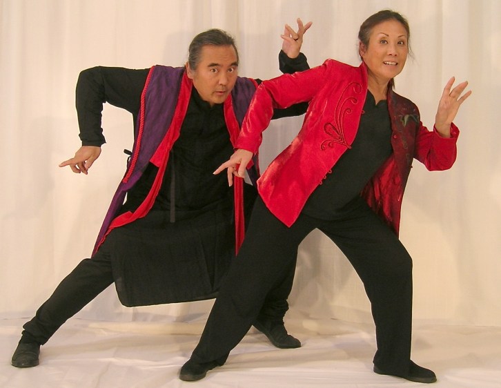 Photo of two Eth-Noh-Tec artists in performance