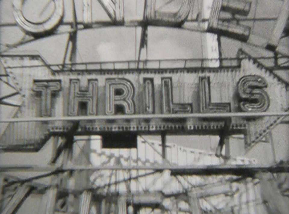 Still image of Thrills sign from a Stephanie Gray film