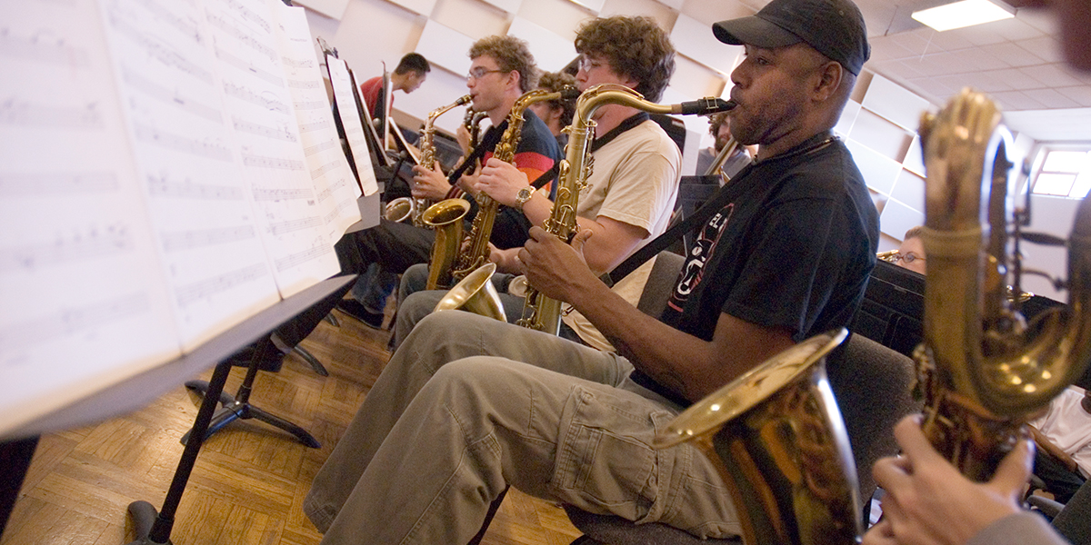 Photo of jazz combos in rehearsal