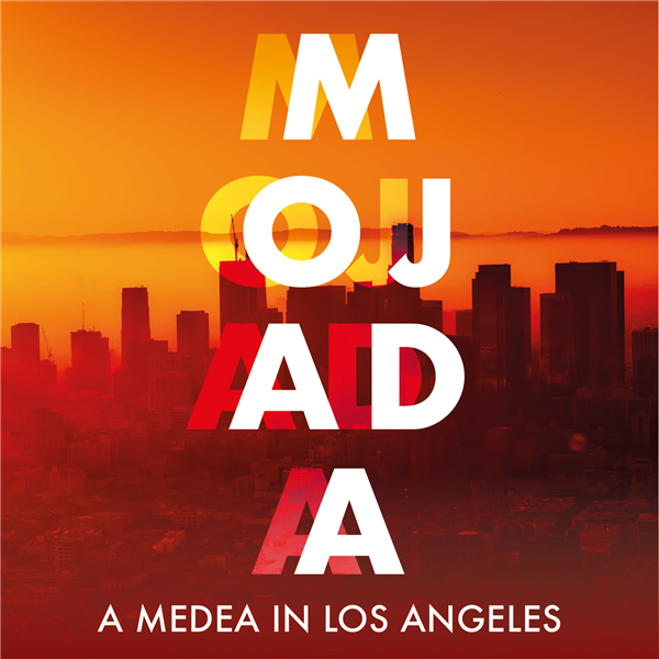 Photo of Los Angeles skyline with text Mojada A Medea in Los Angeles