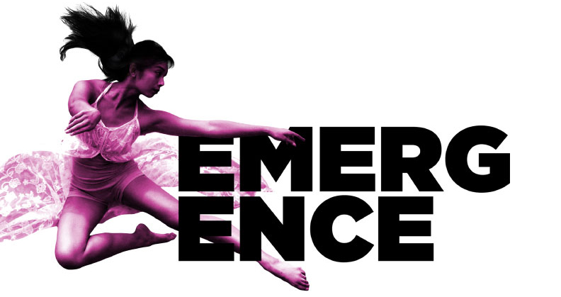 Image of female dancer next to word Emergence