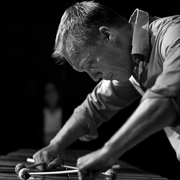 Photo of Kjell Nordeson playing the vibraphone