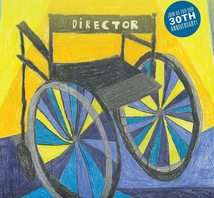 Drawing of wheelchair with word director on back