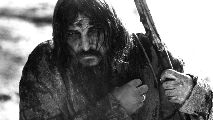 Black and white photo of Aleksey Petrenko as Rasputin in Agony