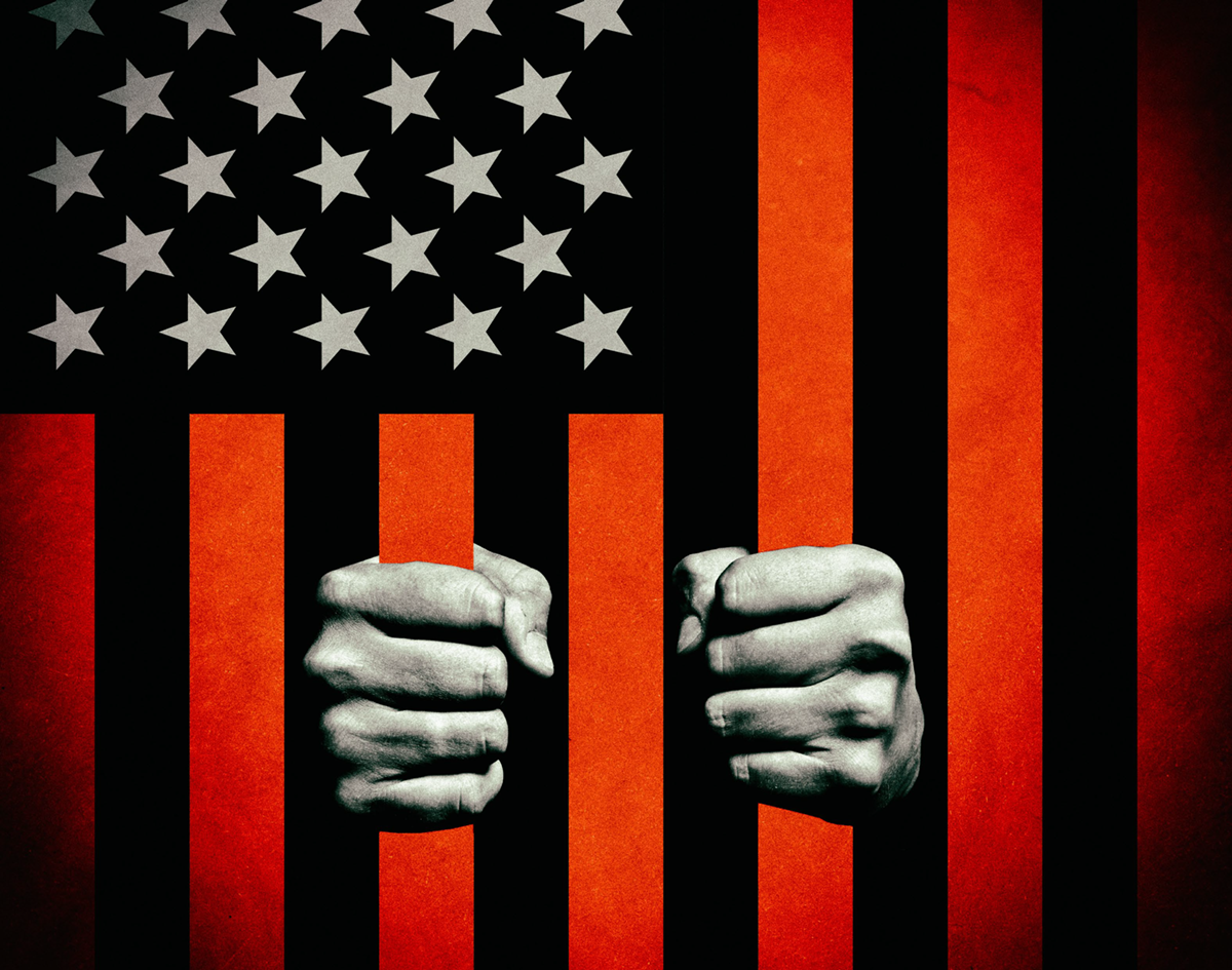 Image of hands gripping red stripes in American flag