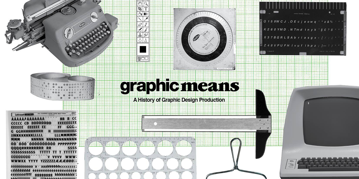 Image of Graphic Means poster featuring antiquated design tools