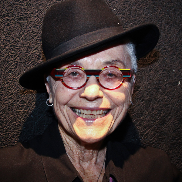 Photo of Barbara Hammer wearing fedora