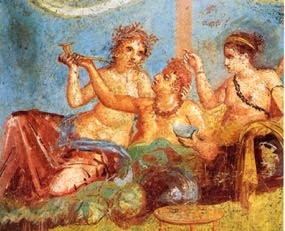 Image of Roman fresco with banquet scene from the Casa dei Casti Amanti