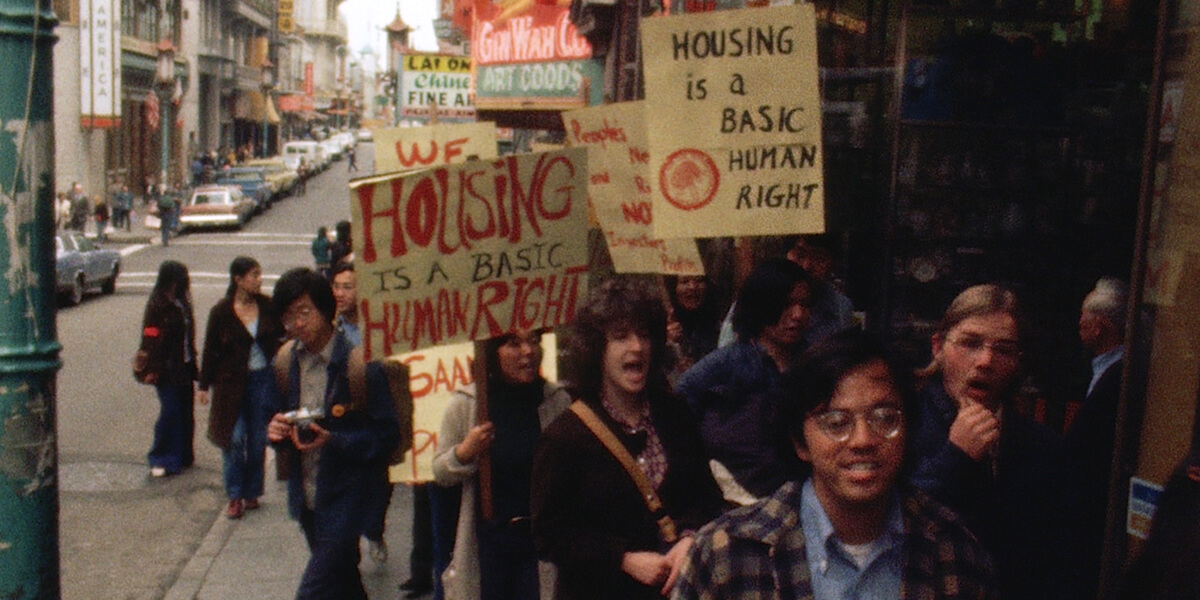 Photo of housing rally in San Francisco's Chinatown