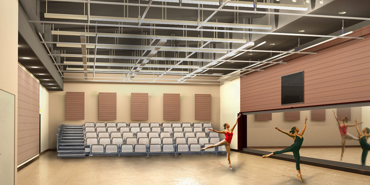 Architectural rendering of dance studio