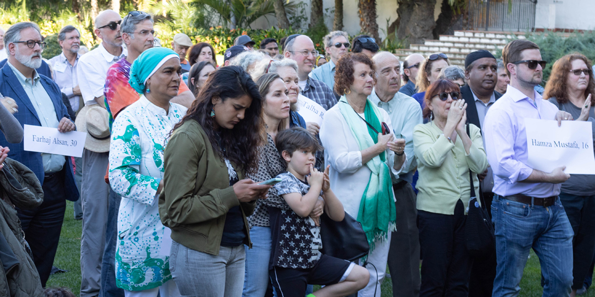 Photo of people attending vigil in memory of Christchurch terrorist attack victims