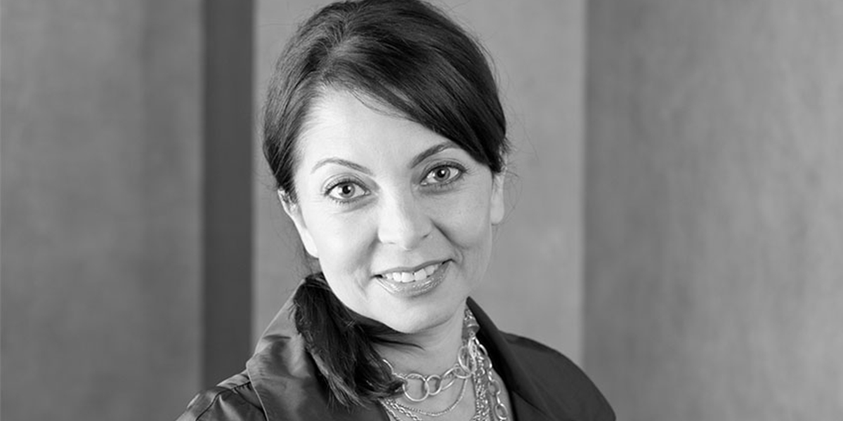Black and white photo of Neda Nobari