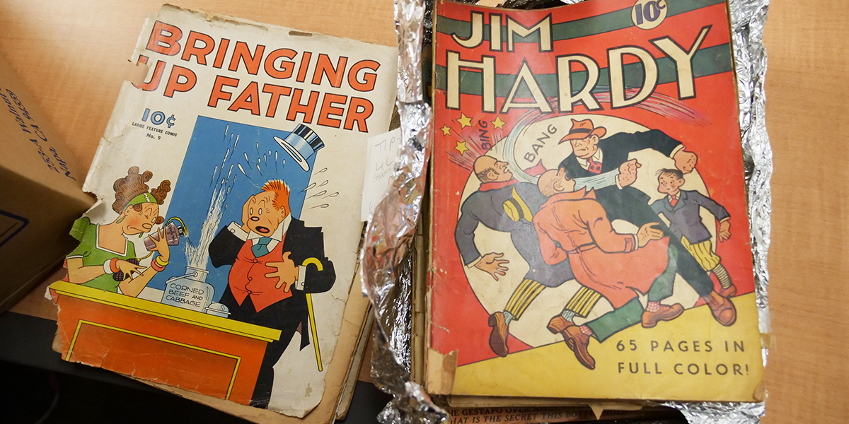 Photo of classic comic books Bringing Up Father and Jim Hardy