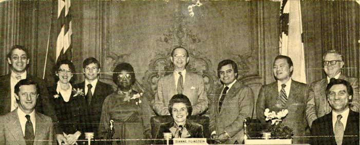 Sepia-tone photo of San Francisco Board of Supervisors from 1978