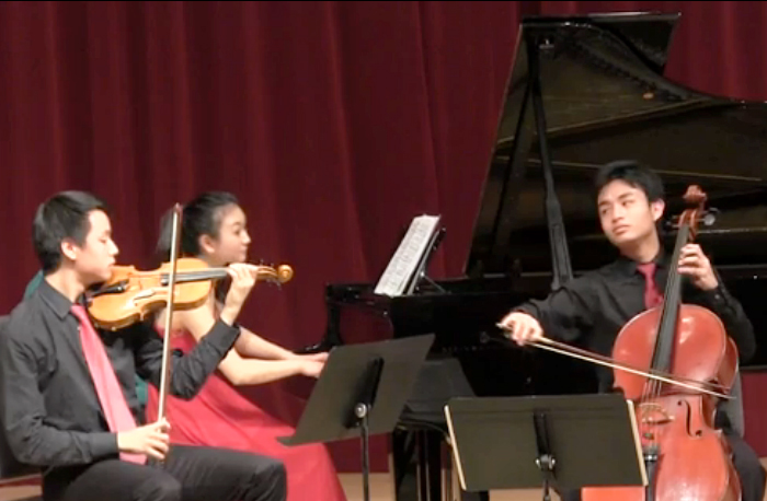 Photo of Sophos Trio performing violin, piano and cello