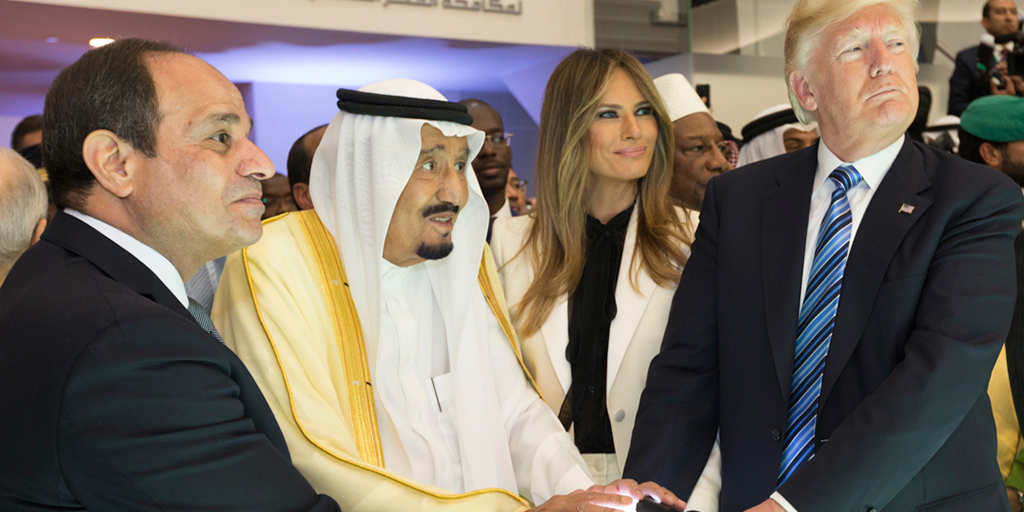 Photo of Donald Trump, Melania Trump, King Salman bin Abdulaziz Al Saud and Abdel Fattah Al Sisi