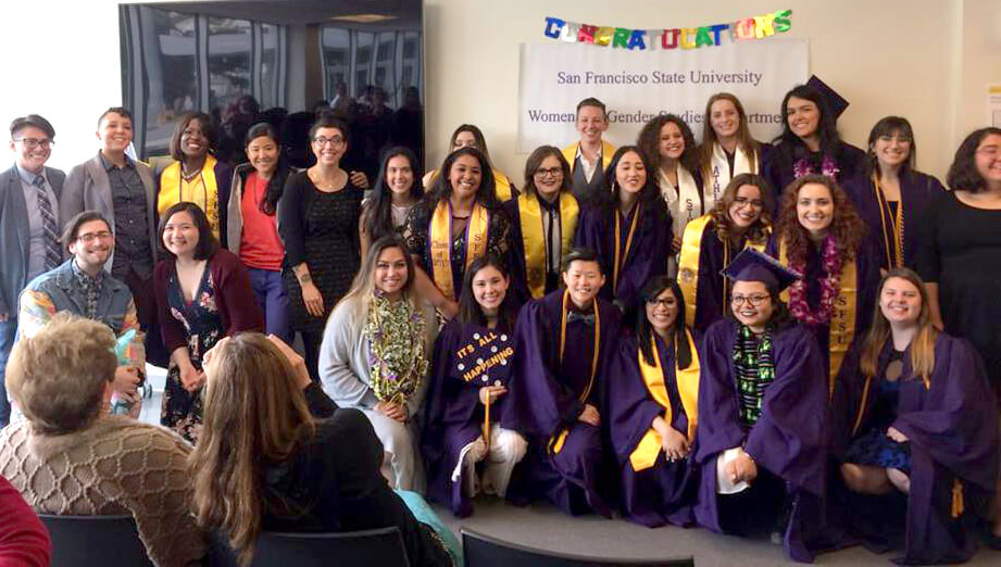 Photo of Women and Gender Studies students celebrating their graduation