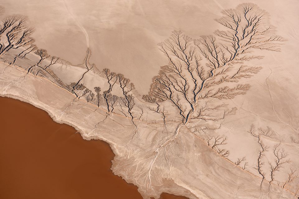 Aerial photograph of Koehn Lake in the Mojave Desert