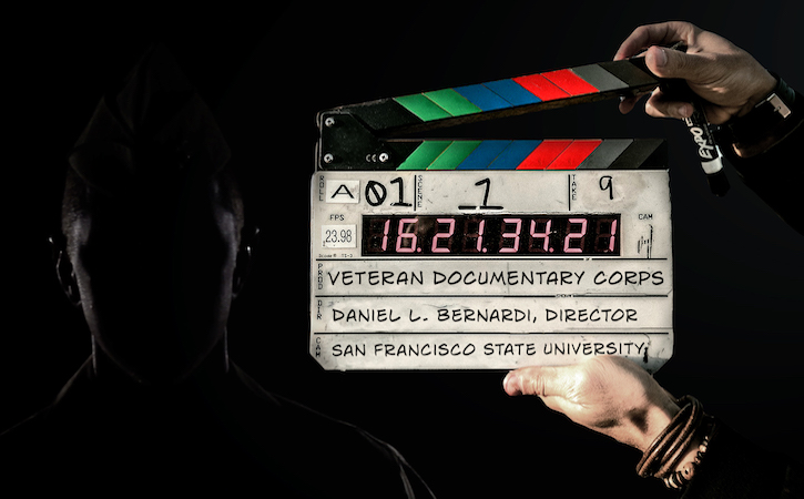 Film slate against dark background