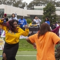 Students frolic on the West Campus Green