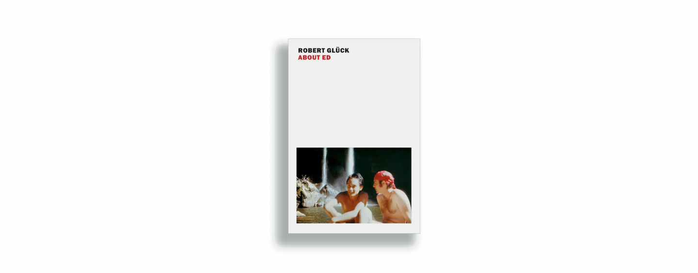 Two men in a lake with a waterfall in the back (cover of "About Ed")