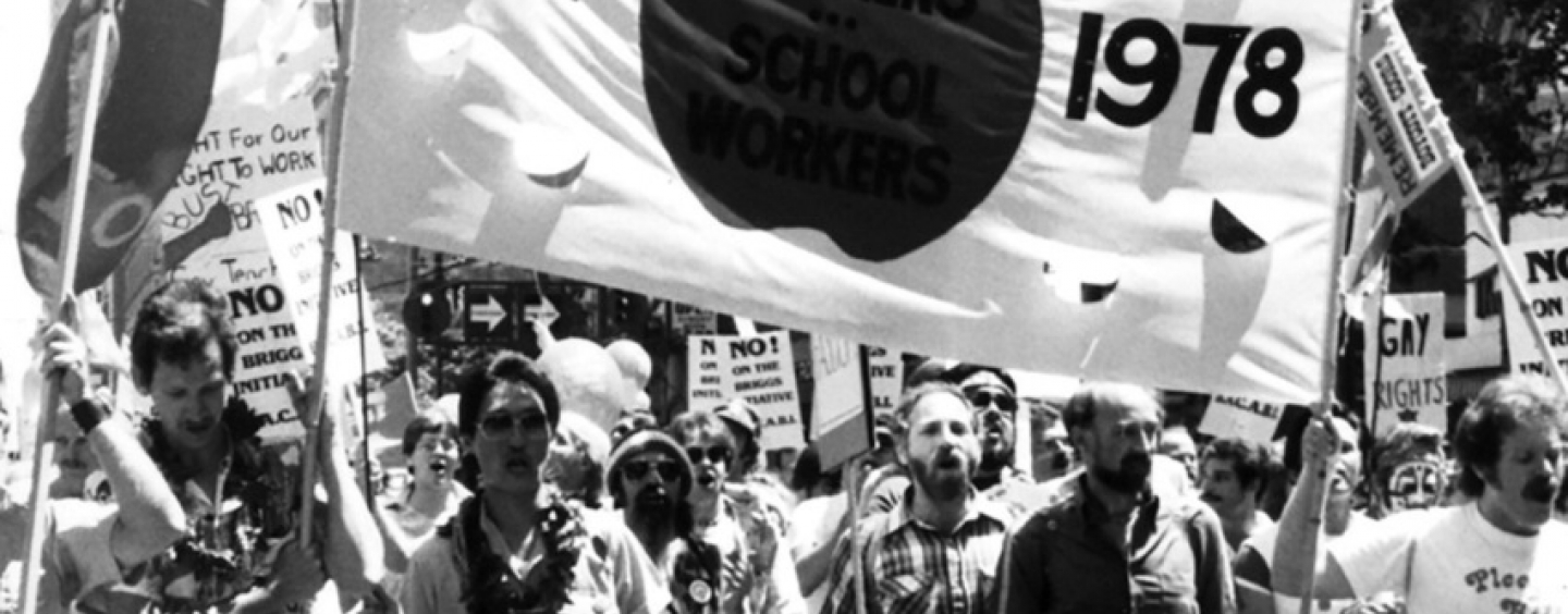 Teachers and school workers march in a Gay Freedom Day parade in San Francisco in 1978