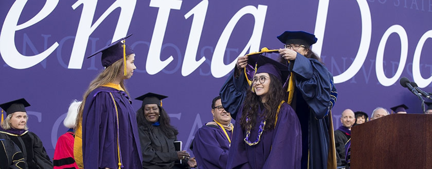 Student HOOD recipients at graduation