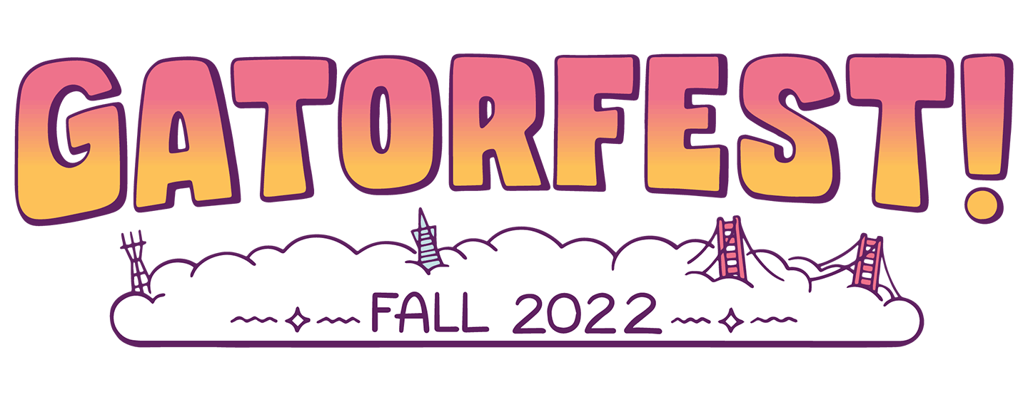 main logo for gatorfest with clouds and bubble font