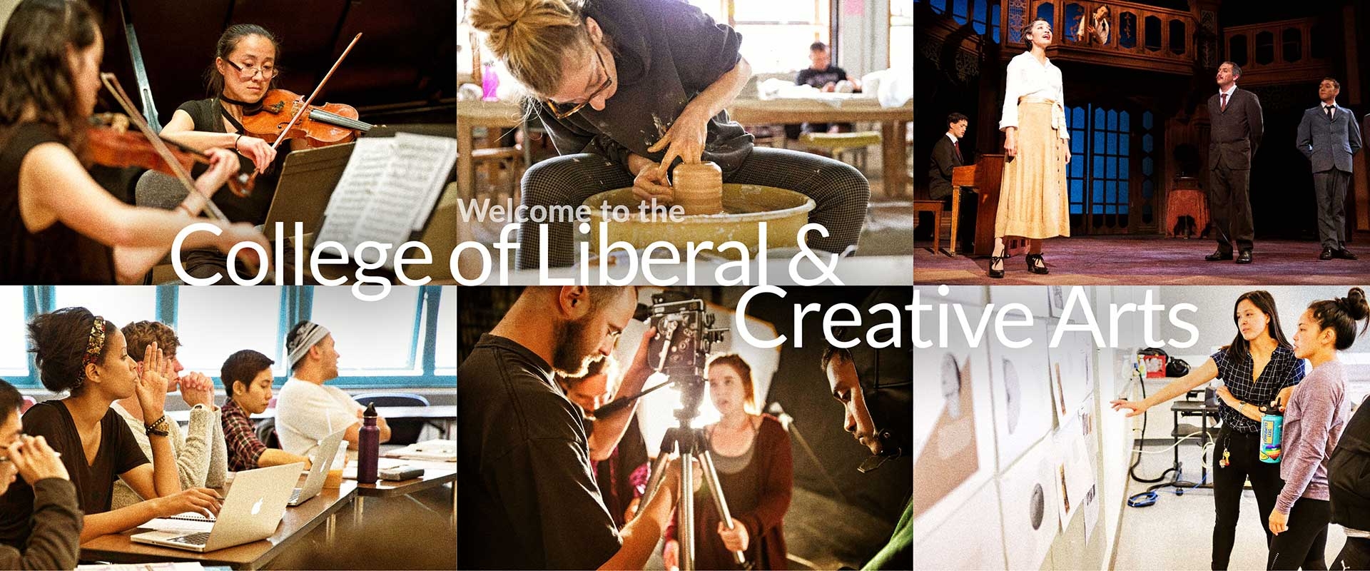 Collage of photos of students from the liberal and creative arts