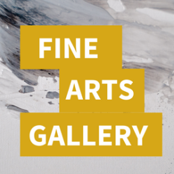 Fine Arts Gallery text with brush strokes in background