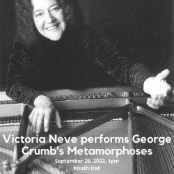 Victoria Neve gestures over open piano