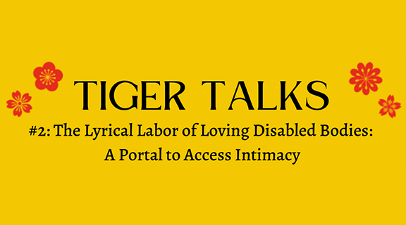 Tiger Talks against a yellow background
